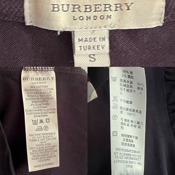 BURBERRY LONDON Black Pique Short Sleeve Casual Polo Shirt Collar Nova Check S - Picture 4 of 8